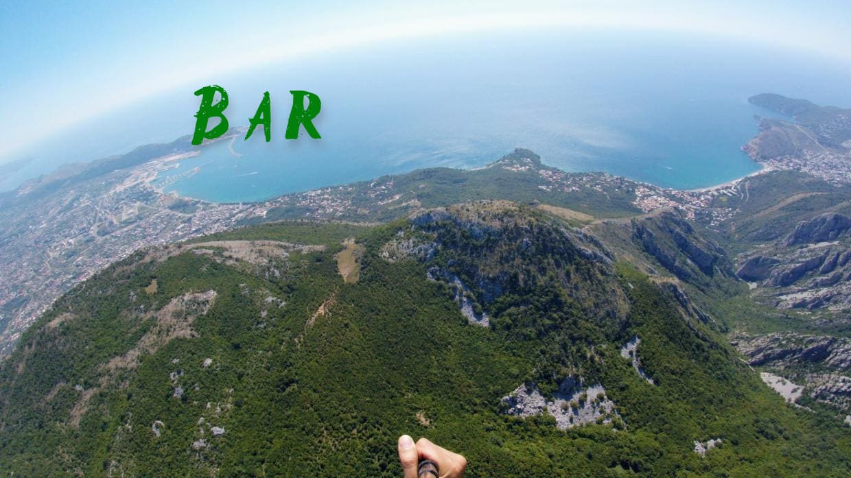 Highly panoramic paragliding in city of Bar Montenegro