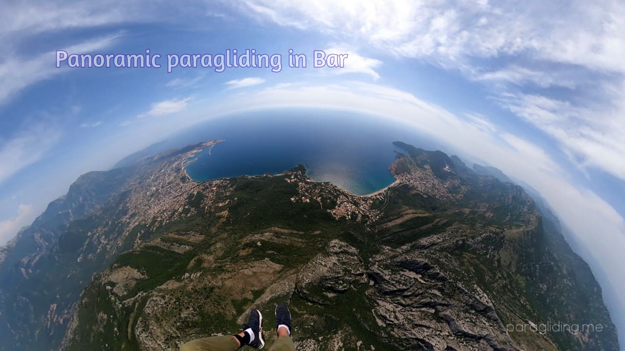 Highly panoramic paragliding in city of Bar Montenegro