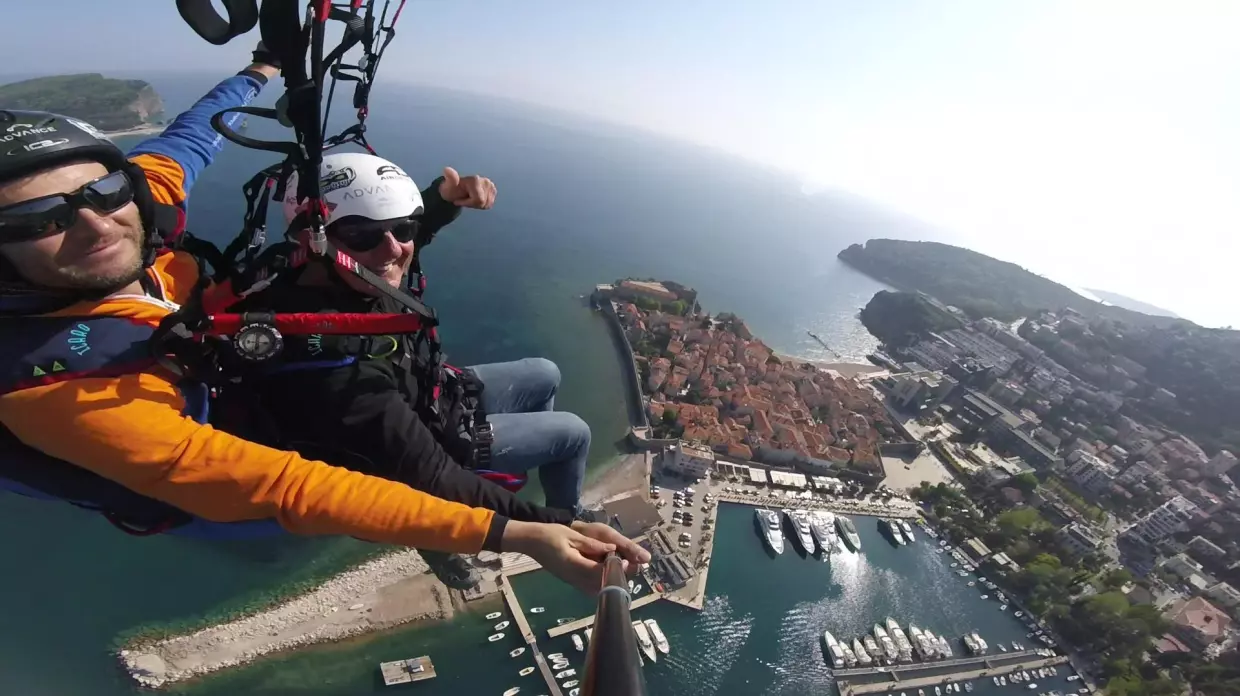 budva paragliding montenegro old town joy
