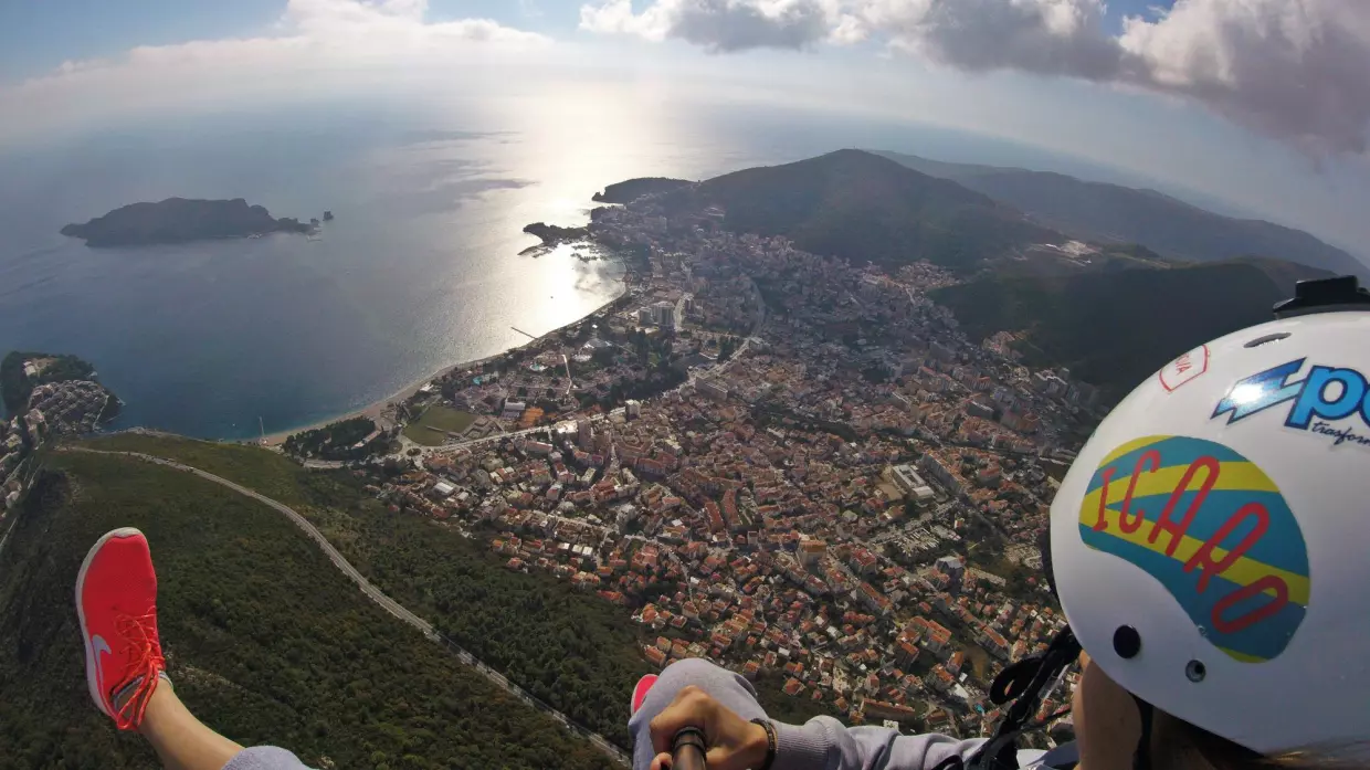 paragliding over budva montenegro